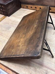Primitive Small Wood Shelf With Antique Metal Brackets 18 X 10 