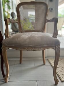 Antique French Weaved Back Arm Chair
