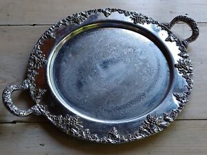 Antique Continental Silver Co Copper Base Silverplate Serving Tray Platter
