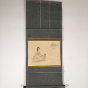 Hanging Scroll Figure Kannon Celestial Maiden Buddhist Art Japan Kakejiku Art