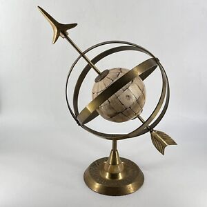 Vintage Armillary Sphere Sundial Brass Carved Bovine Bone Celestial Globe