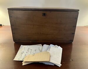 Kentucky Walnut Dovetailed Document Box With Letters Circa 1840