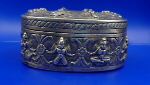 Antique Indian Asian Eastern Silver Ornater Box Beautiful Detail Trinket 