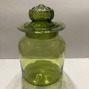 Vintage Gorgeous Counterpoint Hand Blown Apple Green Bubble Apothecary Jar