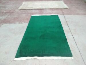 1955 Awesome Oriental Japan Hand Knotted Nichols Sculptured Rug Green Color 4x6