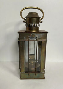 Vintage British Make Brass Ship Lantern 1930 S Nautical Oil Lamp