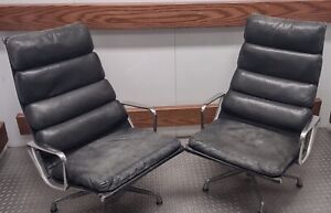 Pair Of Vintage Herman Miller Eames Soft Pad Lounge Chair Ea438
