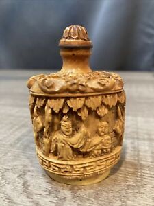 Asian Vintage Snuff Bottle Intricately Carved