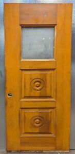 32 X79 X1 75 Antique Vintage Old Solid Wood Wooden Entry Door Window Glass Pane