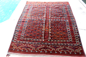Antique Yomud Turkoman Oriental Prayer Rug 52x63 Inches 