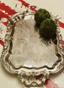 Vtg Fb Rogers Silver Co Butler S Footed Serving Tray 6377 25 
