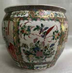 Antique Chinese Porcelain Famila Rose Fish Bowl Circa Early 20th Century