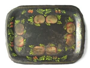 Antique 19th Century Pennsylvania Tin Toleware Folk Art Fruit Design