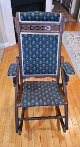 Antique Eastlake Carved Folding Nursing Sewing Rocking Chair