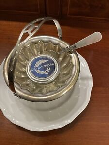 Classical Style Footed Silver Basket Server For Chilled Caviar Butter Or Cheese