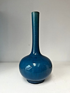 Antique Chinese Qing Turquoise Glaze Monochrome Porcelain Bottle Vase