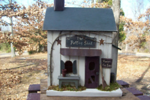 Potting Shed Primitive House Lighted House Home Decor Rustic Birdhouse
