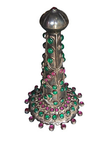 Antique Islamic Old Indo Persian Mughal Seal Emeralds And Rubies 19th Century