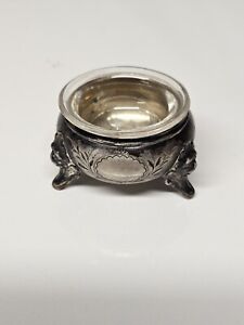 Antique Sterling Silver Salt Cellar Marked 800 With Insert