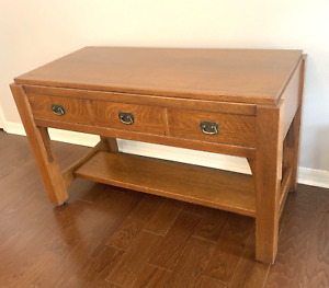Antique Stickley Era Craftsman Mission Arts Crafts Oak Library Table Desk