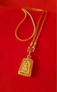 Phra Somdej Necklace Gold Plated Micron Pendant Wat Rakang Thai Buddha Amulet