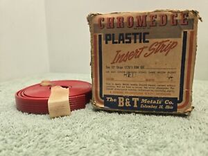 Vintage 1950s Chromedge Plastic Insert Strip Red For Dining Tables