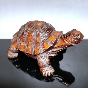 Vintage Wooden Carved Wood Carving God Of Longevity Turtle Statue Home Decor Art