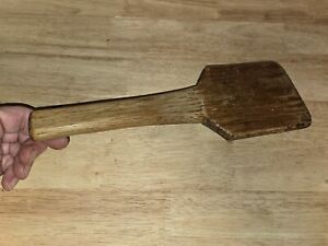Antique Wooden Wide Paddle Butter Mold Spoon 11 Long 3 5 Wide Patina Primitive