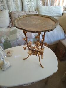 Vintage Mid Century Italian Tole Gold Gilt Ivy Table Base
