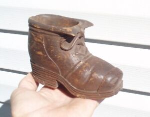 Primitive Antique German Hand Carved Wood Shoe Boot Sculpture Carvings