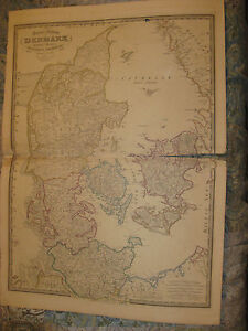 Huge Folio Size Important Antique 1843 Denmark Wyld Map Holstein Lauenberg Nr