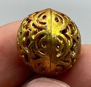 Wonderful Ancient Near Eastern Solid Silver 18k Gold Golding Unique Bead