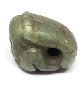 Pre Columbian Olmec Acrobat Jade Stone Bead Pendant Translucent