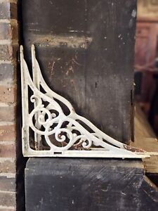 Antique Cast Iron Shelf Brackets Corbels Victorian Salvage Enamel Large 18 X16 