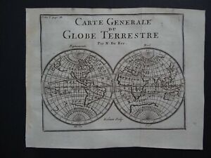 1721 Nicolas De Fer Atlas World Map Carte Generale Globe Terrestre Mappemonde