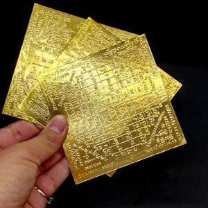 Set 3 Talisman Yant War Gold Plate Powerful Mantra Scripture Thai Buddha Amulet