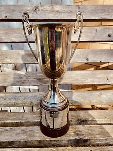  Big Vintage Silver Trophy Engraved Cup Rustic History Epns 17 Trophies 1990