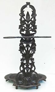 Antique Victorian Ornate Cast Iron Fireplace Stove Tool Holder Nice Small Size