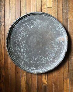 Huge 26 Early Ottoman Indian Antique Hammered Mixed Metal Plate Platter Tray