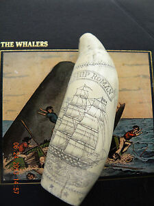 Scrimshaw Whale Tooth Replica Roman 7 Inches Long Great Details