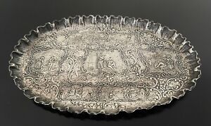 Antique German Solid 800 Silver Repousse Tray 9 X 5 5 