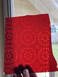 2 Lg Antique Red Print Stained Glass Window Panel Pieces Architectural Salvage