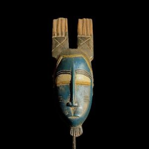 African Baule Ndoma Tribal Face Mask Wood Hand Carved Wall Hang Face Mask 9189