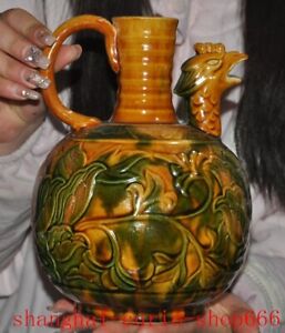 8 4 Tang Sancai Pottery Porcelain Phoenix Bird Head Flagon Tea Makers Tea Pot