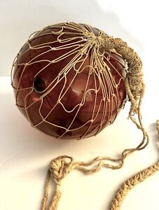 Vintage Amber Glass Hand Blown Fishing Ball Buoy 6 5 Width