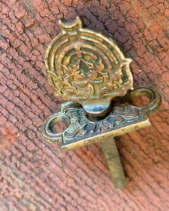 Antique Vintage Bronze Eastlake Victorian Thumb Turn Lock Knob W Plate