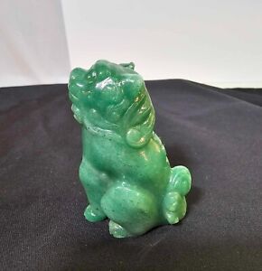 Green Aventurine Jade Vtg Asian Foo Dog Lion Figurine Statue A12