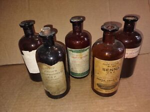 Antique Apothecary Pharmacy Bottles Lot Poison