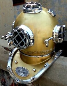 Vintage Diving Helmet Full Size Royal Navy Boston Divers Helmet Sca Morse W Base