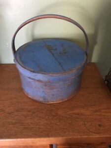 Vintage Antique Blue Color Pantry Box 12 Old Paint W Handle